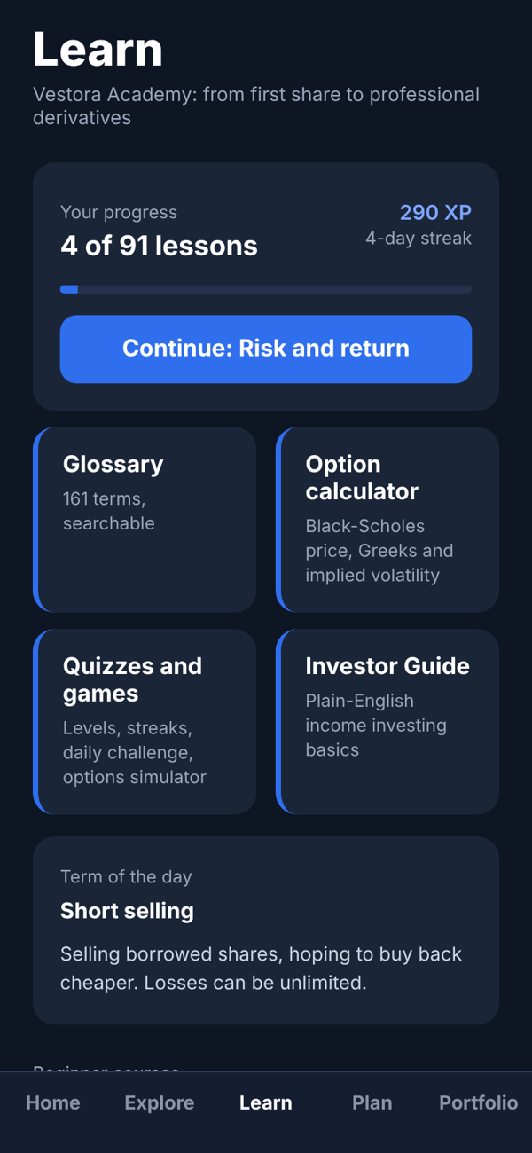 Vestora Academy course list
